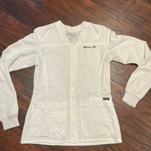 White Xs Greys anatomy scrub jacket